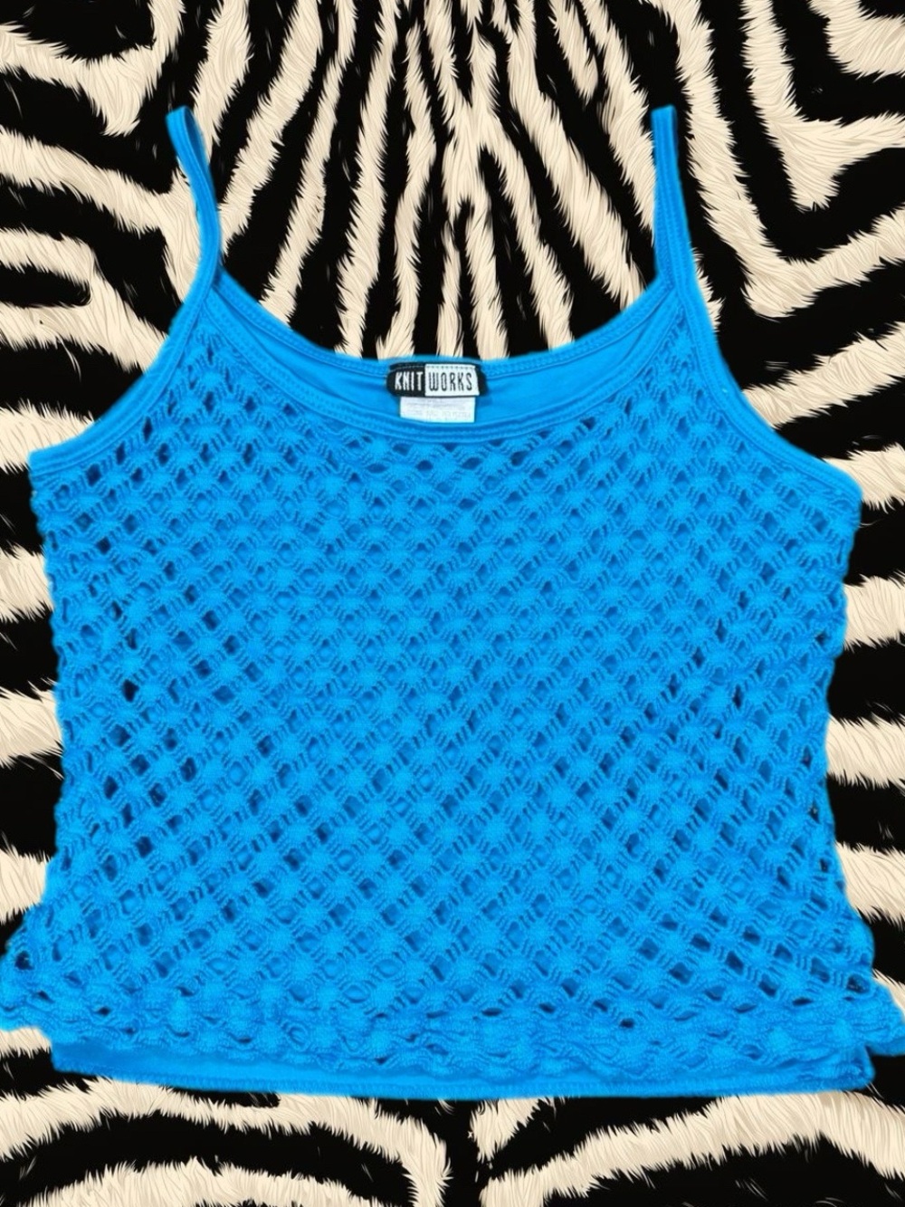 y2k blue knit tank top size